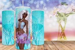 Mermaid Vibes African American WhiteHair 20oz Tumbler Design Product Image 3