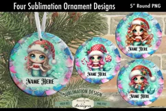 Cute Mermaid Christmas Ornament Designs PNG File | Add Name Product Image 1