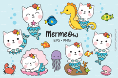 cute half cat half mermaid characters in eps and png