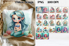 Cute mermaid pillow sublimation | Ocean summer sublimation Product Image 1