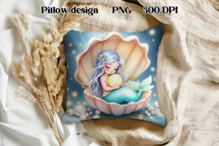 Cute mermaid pillow sublimation | Ocean summer sublimation Product Image 1