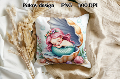 Cute mermaid pillow sublimation | Ocean summer sublimation Product Image 1