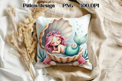 Cute mermaid pillow sublimation | Ocean summer sublimation Product Image 1