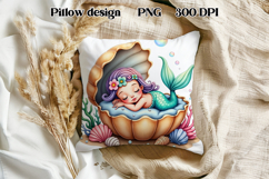 Cute mermaid pillow sublimation | Ocean summer sublimation Product Image 1