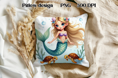 Cute mermaid pillow sublimation | Ocean summer sublimation Product Image 1