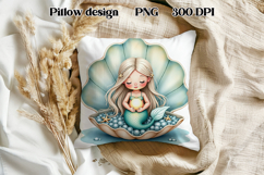 Cute mermaid pillow sublimation | Ocean summer sublimation Product Image 1