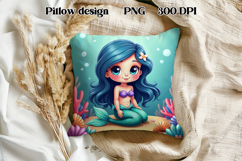 Cute mermaid pillow sublimation | Ocean summer sublimation Product Image 1