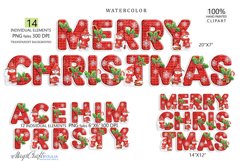 MERRY Christmas Alphabet snowman leaves Watercolor ABC Product Image 1
