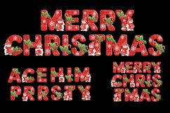 MERRY Christmas Alphabet snowman leaves Watercolor ABC Product Image 2