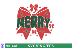 Christmas Merry Bow SVG PNG Shirt Design Product Image 1