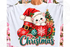 Merry 1st Christmas Cat PNG Product Image 1