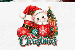 Merry 1st Christmas Cat PNG Product Image 4
