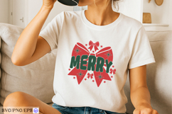 Christmas Merry Bow SVG PNG Shirt Design Product Image 2