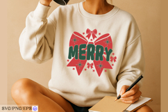 Christmas Merry Bow SVG PNG Shirt Design Product Image 3