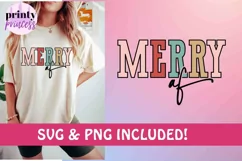 Merry AF, Christmas SVG, Sarcastic Christmas PNG, Cut File Product Image 4