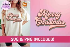 Merry Christmas Retro, Holiday SVG, Vintage Christmas PNG Product Image 3