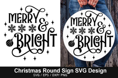 Merry and Bright SVG - Christmas Round Sign Product Image 1
