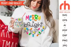 merry and bright svg, string lights svg, xmas garland silhouette, welcome sign svg, christmas circle svg, christmas mug svg, christmas door svg, round hanging sign svg, laser cut file, layered xmas sign svg, porch sign svg, front sign svg, christmas sign