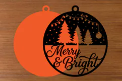 Merry and Bright Christmas Ornament SVG Product Image 2