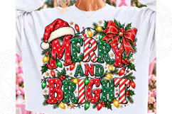 Merry and Bright Christmas PNG, Vintage Christmas Typography Product Image 1