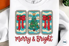 Merry and Bright Christmas Png, Chunky Faux Yarn Sublimation Product Image 2