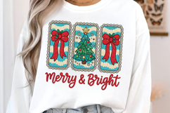 Merry and Bright Christmas Png, Chunky Faux Yarn Sublimation Product Image 1