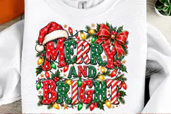 Merry and Bright Christmas PNG, Vintage Christmas Typography Product Image 2