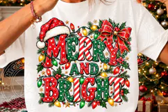 Merry and Bright Christmas PNG, Vintage Christmas Typography Product Image 3