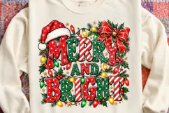 Merry and Bright Christmas PNG, Vintage Christmas Typography Product Image 4