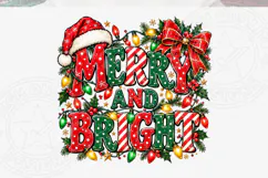 Merry and Bright Christmas PNG, Vintage Christmas Typography Product Image 5