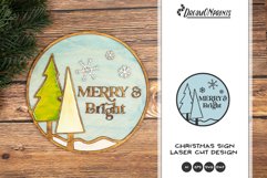 Merry and Bright Christmas Sign Laser Cut Design Product Image 1