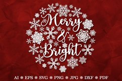 Merry and Bright Sign SVG. Round Farmhouse Christmas Sign Product Image 2
