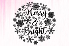 Merry and Bright Sign SVG. Round Farmhouse Christmas Sign Product Image 3