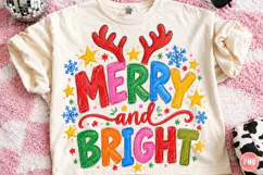 Merry and Bright Crayon Doodles PNG Product Image 1