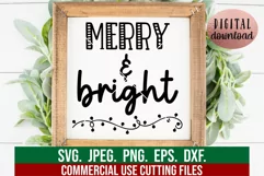 Merry and Bright SVG - Holiday Christmas Sign SVG Product Image 1