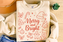 Merry And Bright Doodles PNG, Holiday PNG, Xmas PNG, Santa Product Image 1