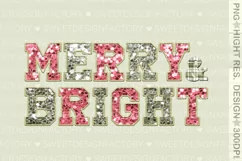 Merry and bright sublimation, faux sequins Christmas design Product Image 2