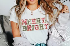 Merry and bright sublimation, faux sequins Christmas design Product Image 1