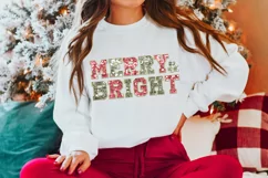 Merry and bright sublimation, faux sequins Christmas design Product Image 3