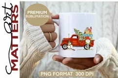 Santa Gnome Vintage Truck Snowman - 300 DPI hand painted Product Image 1