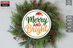 Merry And Bright SVG | Christmas Round Sign SVG | Xmas SVG Product Image 2