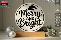 Merry And Bright SVG | Christmas Round Sign SVG | Xmas SVG Product Image 3