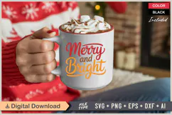 Merry And Bright SVG | Christmas SVG | Holiday SVG | Xmas Product Image 3