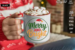 Merry And Bright SVG | Christmas Round Sign SVG | Xmas SVG Product Image 5