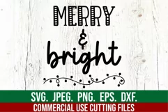 Merry and Bright SVG - Holiday Christmas Sign SVG Product Image 2