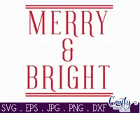 Merry And Bright Stripes Christmas Farmhouse Sign Svg Product Image 2