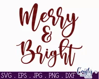 Merry And Bright Messy Script Christmas Farmhouse Sign Svg Product Image 2