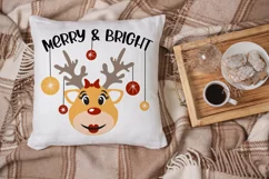 Merry and Bright SVG | Christmas Reindeer Face Cut File Product Image 2