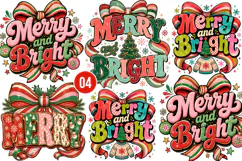 Merry and bright PNG, Preppy Merry Christmas Png Product Image 1