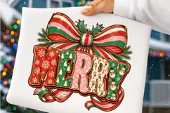 Merry and bright PNG, Preppy Merry Christmas Png Product Image 4